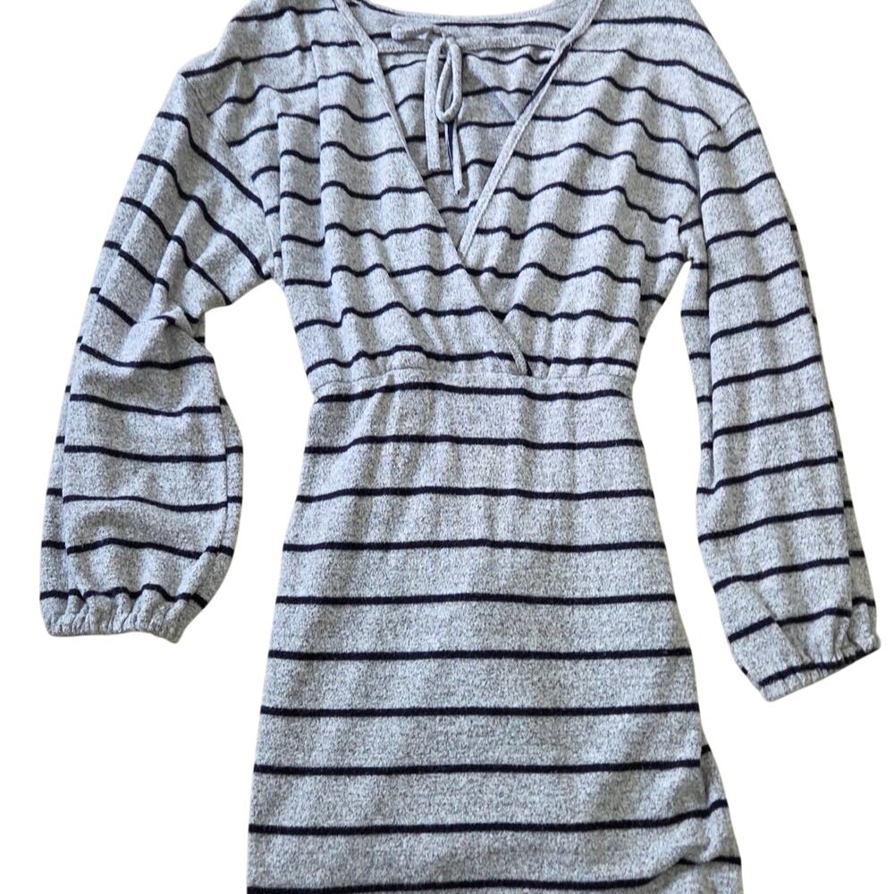 Shein Woman's Grey/Black Striped Dress with Waist Belt size L